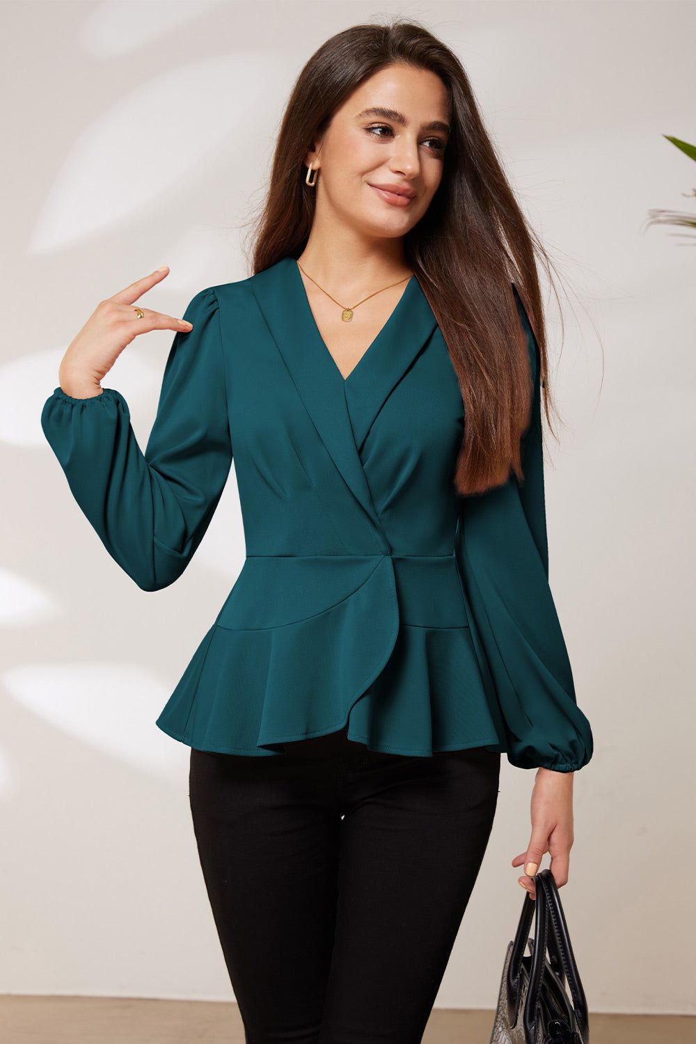 GRACE KARIN Shawl Lapel OL Irregular Wrap Hem Tops sold by Grace Karin product image thumbnail 2