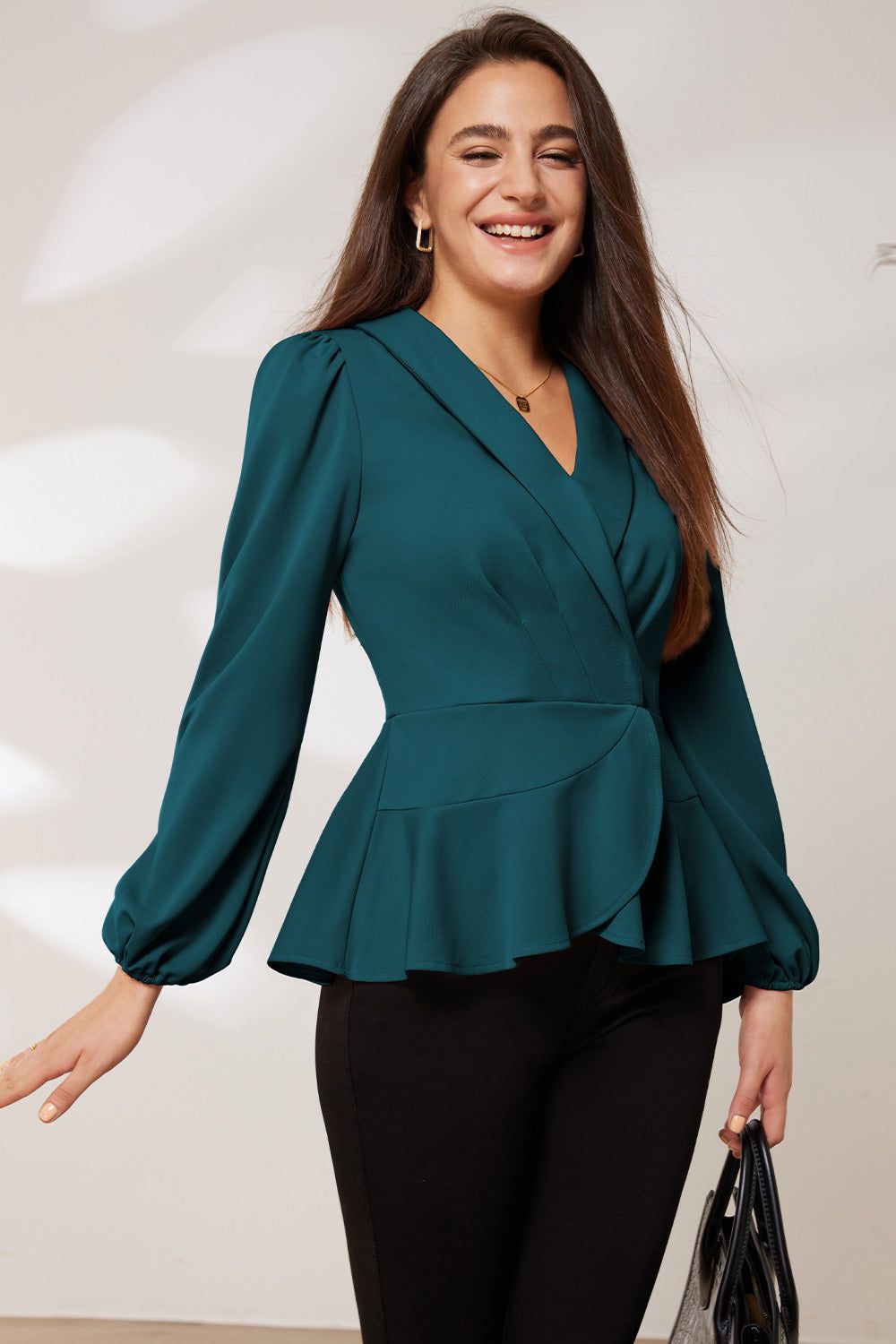 GRACE KARIN Shawl Lapel OL Irregular Wrap Hem Tops sold by Grace Karin product image thumbnail 3