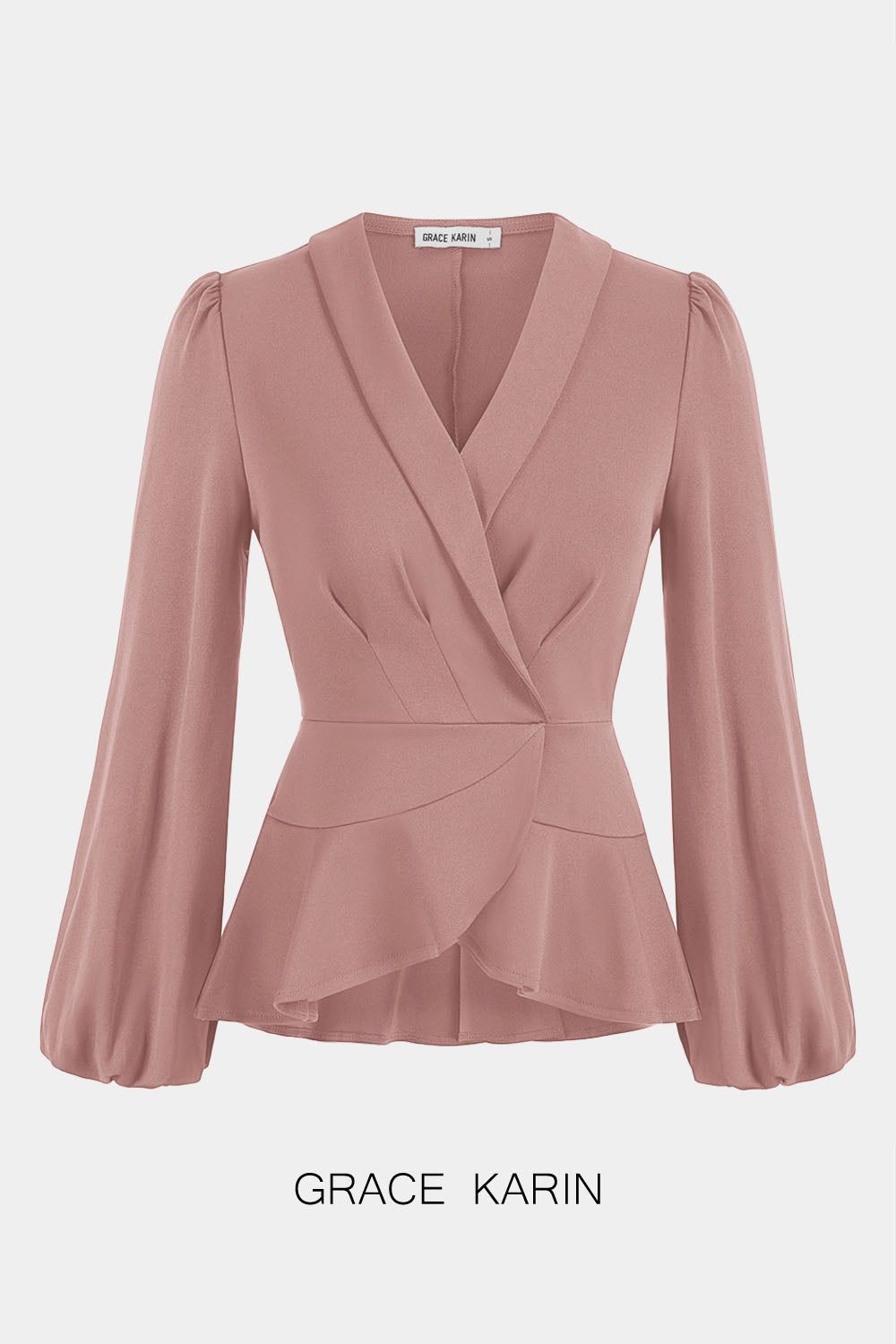 GRACE KARIN Shawl Lapel OL Irregular Wrap Hem Tops sold by Grace Karin product image thumbnail 4