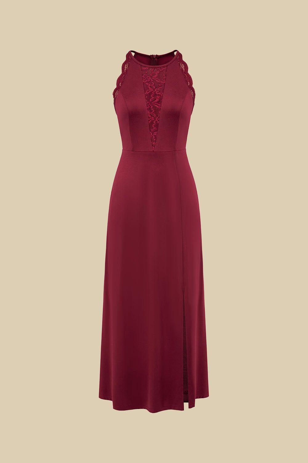 GK Women Lace Patchwork Party Dress Front Slit Halterneck Maxi Dress sold by Grace Karin product image thumbnail 4