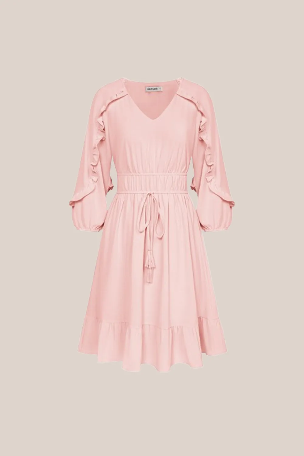 GK Women Elastic Waist Dress 3/4 Sleeve V-Neck Ruffled Hem A-Line Dress sold by Grace Karin product image thumbnail 2