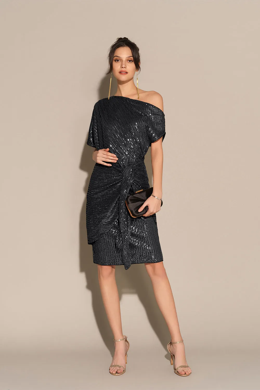 Sequined Asymmetric Off Shoulder Bodycon Party Midi Dress sold by Grace Karin product image thumbnail 2