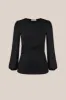 Women Knotted Bodice Tops Long Chiffon Sleeve Crew Neck Pullover Tops sold by Grace Karin
