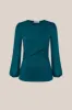 Women Knotted Bodice Tops Long Chiffon Sleeve Crew Neck Pullover Tops sold by Grace Karin