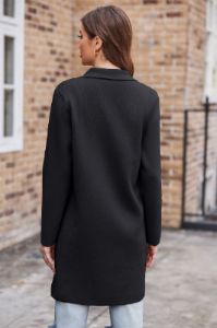GK Women Lapel Collar Cardigan Long Sleeve Open Front Mid-Thigh Length Sweater sold by Grace Karin