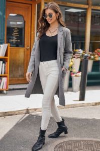 GK Women Lapel Collar Cardigan Long Sleeve Open Front Mid-Thigh Length Sweater sold by Grace Karin