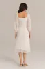Defined Waist Lace Sleeve Square Neck Midi Dress sold by Grace Karin