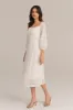 Defined Waist Lace Sleeve Square Neck Midi Dress sold by Grace Karin