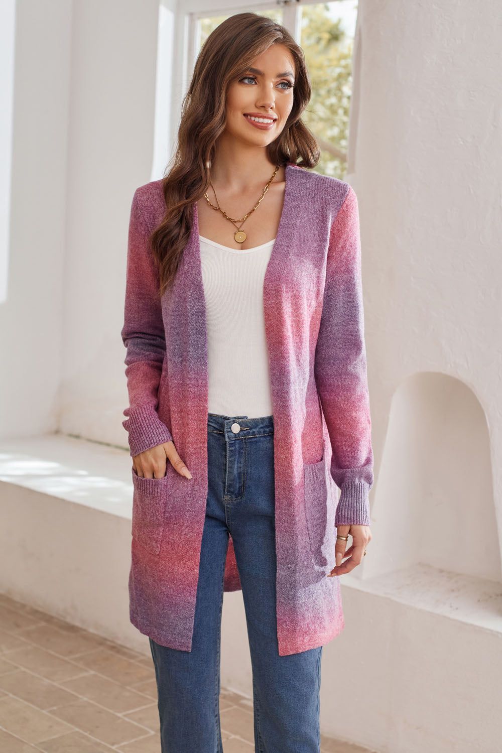 GK Women Mid-Thigh Length Cardigan Long Sleeve Open Front Sweater Knitwear sold by Grace Karin product image thumbnail 4