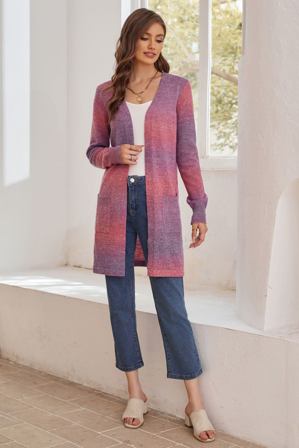 GK Women Mid-Thigh Length Cardigan Long Sleeve Open Front Sweater Knitwear sold by Grace Karin product image thumbnail 5