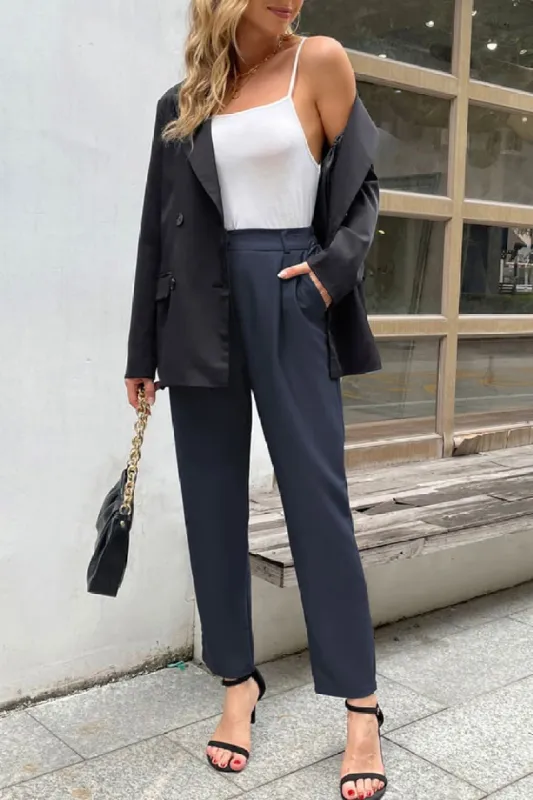 High Waist Solid Color Work Pants - Blue sold by Grace Karin