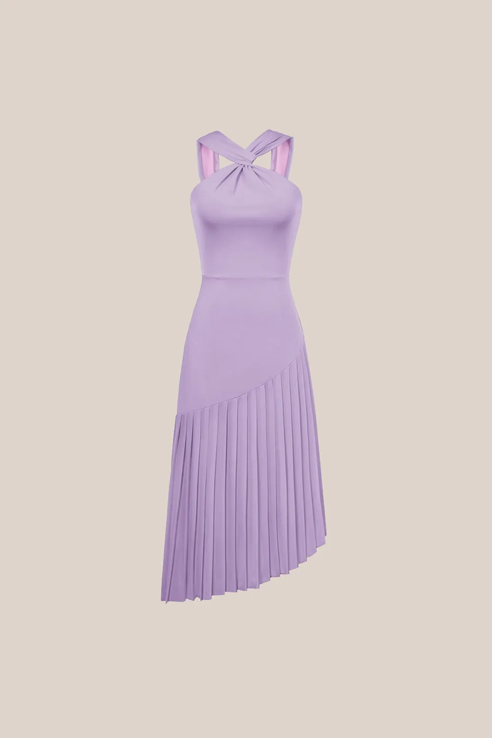 Irregular Hem Contrast Halterneck A-Line Dress - Purple sold by Grace Karin product image thumbnail 2