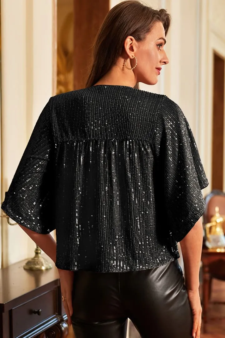 Sequin Round Neck 1/2 Sleeve Party Tops sold by Grace Karin product image thumbnail 4