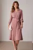 Casual Loose Tie Long Sleeve Button Down Shirt Midi Dresses sold by Grace Karin