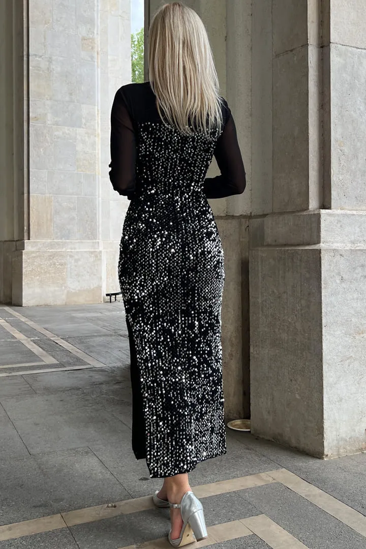 Sequin Velvet Long Sleeve Cocktail Maxi Dresses sold by Grace Karin product image thumbnail 2