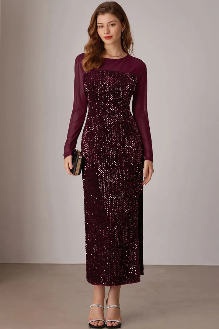 Sequin Velvet Long Sleeve Cocktail Maxi Dresses sold by Grace Karin product image thumbnail 5