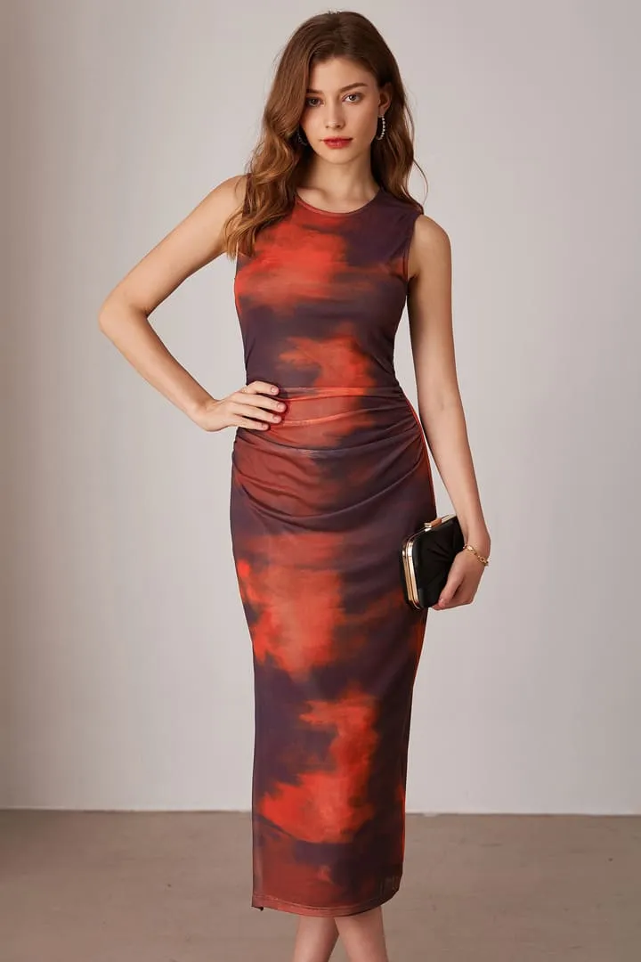 Casual Mesh Sleeveless Tie Dye Side Slit Bodycon Midi Dresses sold by Grace Karin product image thumbnail 4