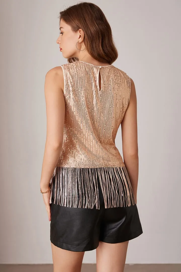 Sequin Sleeveless Crewneck Tassel Party Top sold by Grace Karin product image thumbnail 3