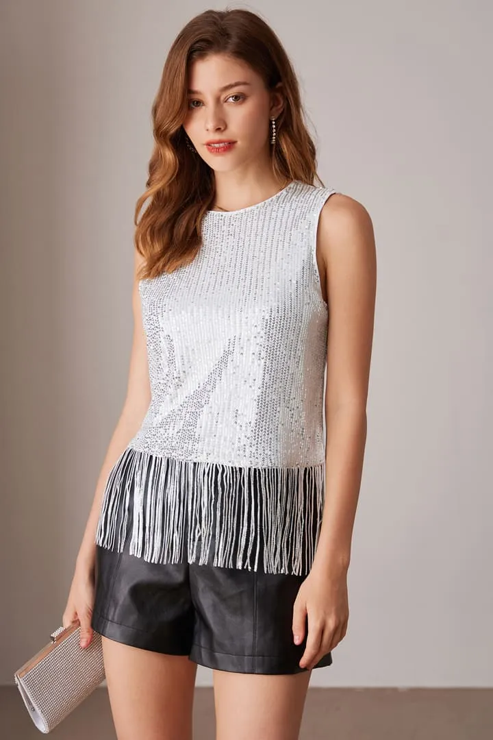 Sequin Sleeveless Crewneck Tassel Party Top sold by Grace Karin product image thumbnail 5