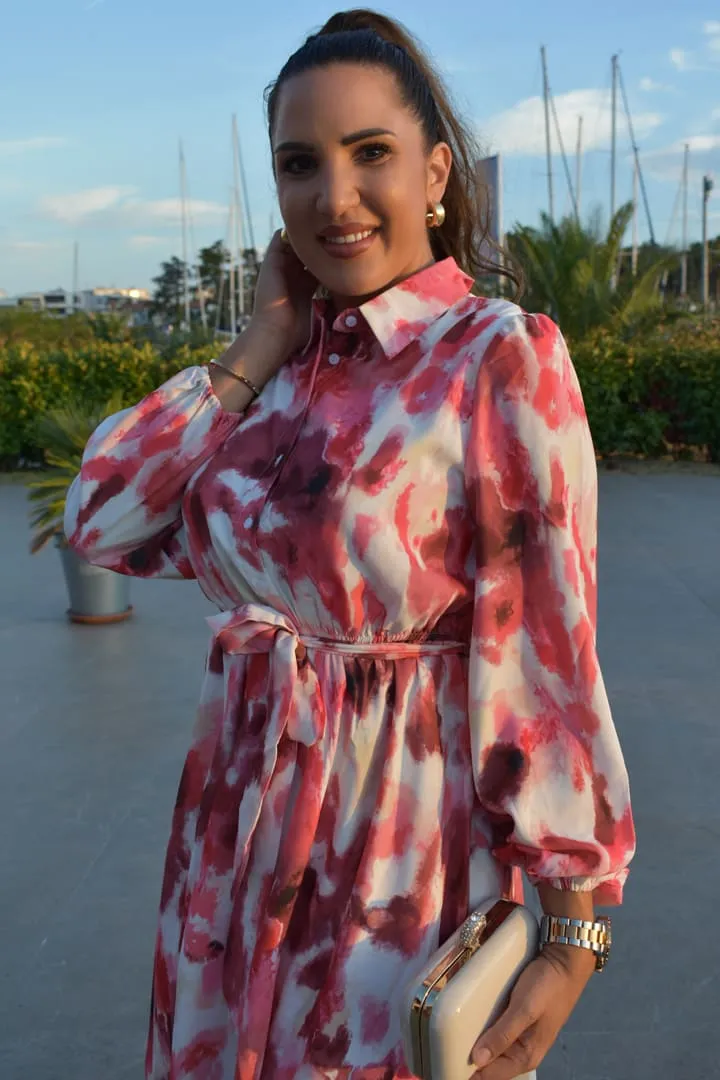 Casual Floral Collar Lantern Long Sleeve Shirt Midi Dresses sold by Grace Karin product image thumbnail 3