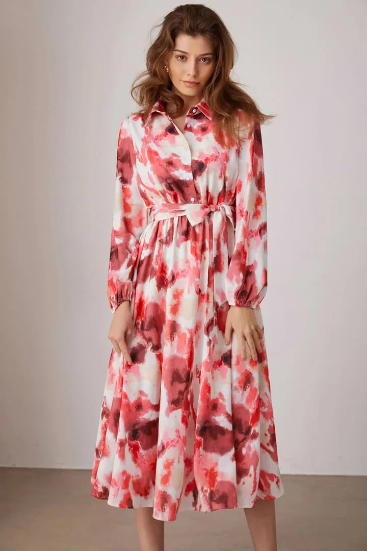 Casual Floral Collar Lantern Long Sleeve Shirt Midi Dresses sold by Grace Karin product image thumbnail 4