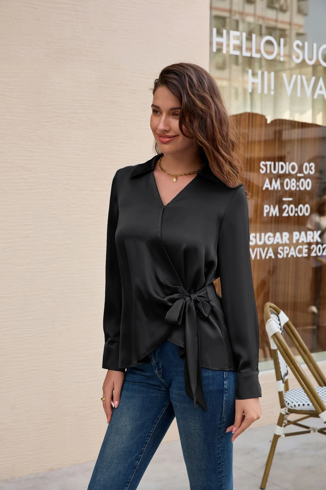 GK Surplice V-Neck Blouse Lapel Collar Pullover Tops sold by Grace Karin