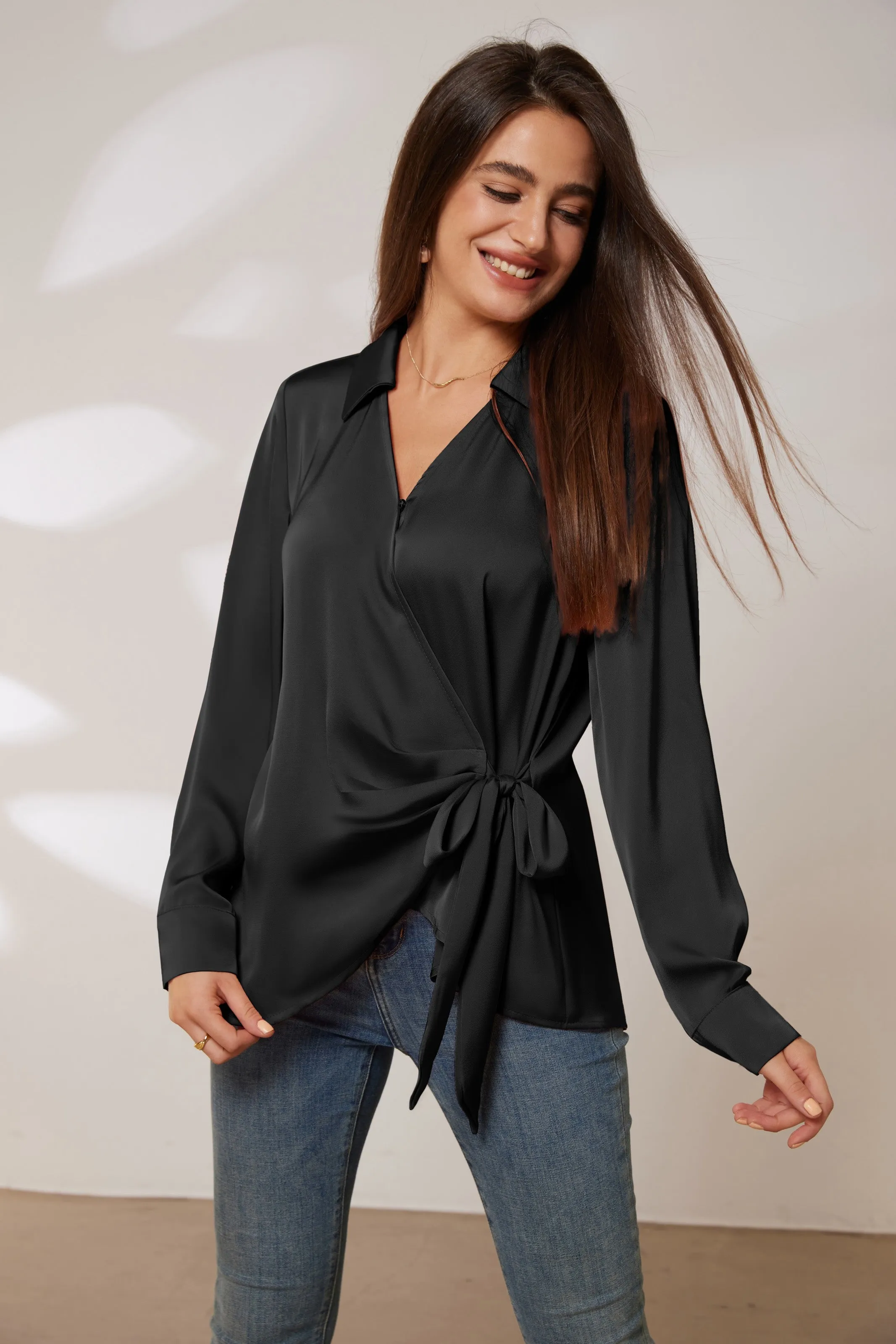 GK Surplice V-Neck Blouse Lapel Collar Pullover Tops sold by Grace Karin product image thumbnail 4