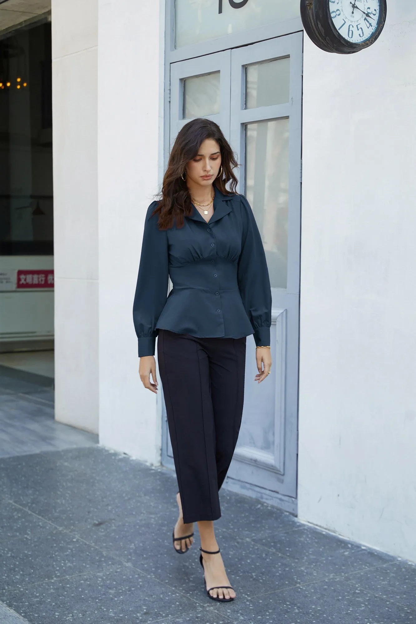 GK Button Down Shirts for Women Summer Peplum Tops Long Sleeve Work Blouse Collared Shirt Dressy sold by Grace Karin product image thumbnail 2