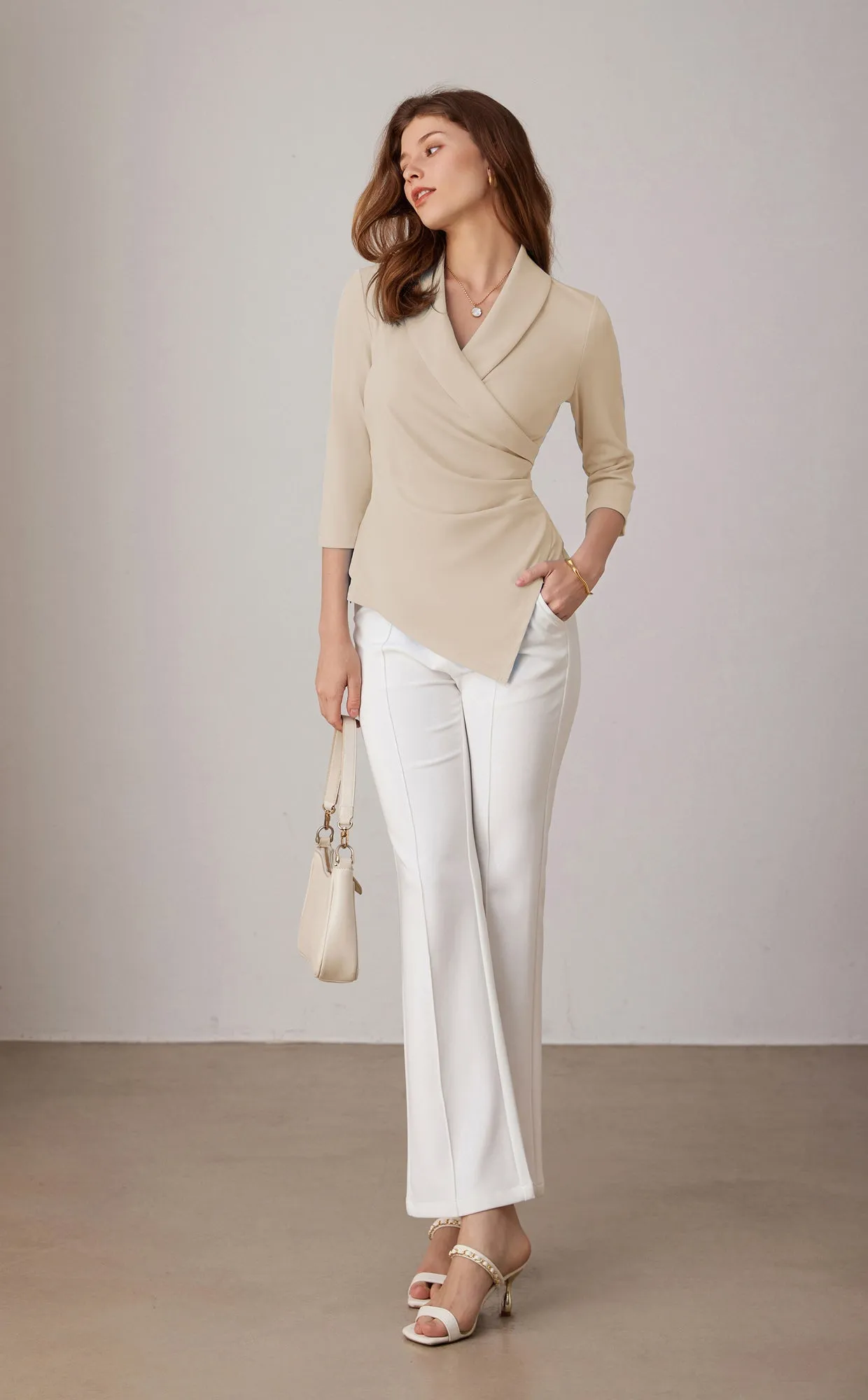 GK Casual V Neck 3/4 Sleeve Asymmetrical Tops sold by Grace Karin product image thumbnail 4