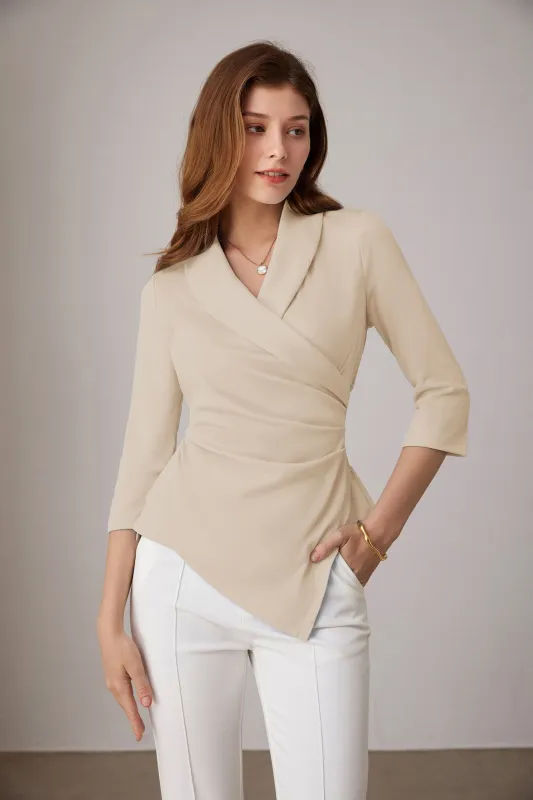 GK Casual V Neck 3/4 Sleeve Asymmetrical Tops sold by Grace Karin