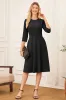 GK Women Below Knee Dress Casual 3/4 Sleeve Crew Neck Flared A-Line Dress sold by Grace Karin