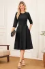 GK Women Below Knee Dress Casual 3/4 Sleeve Crew Neck Flared A-Line Dress sold by Grace Karin