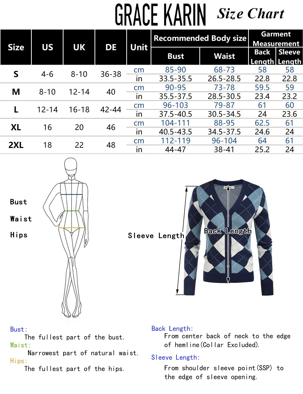 GK Women Diamond Pattern Color Block Cardigan Sweater V-Neck Button-up Knitwear sold by Grace Karin product image thumbnail 2