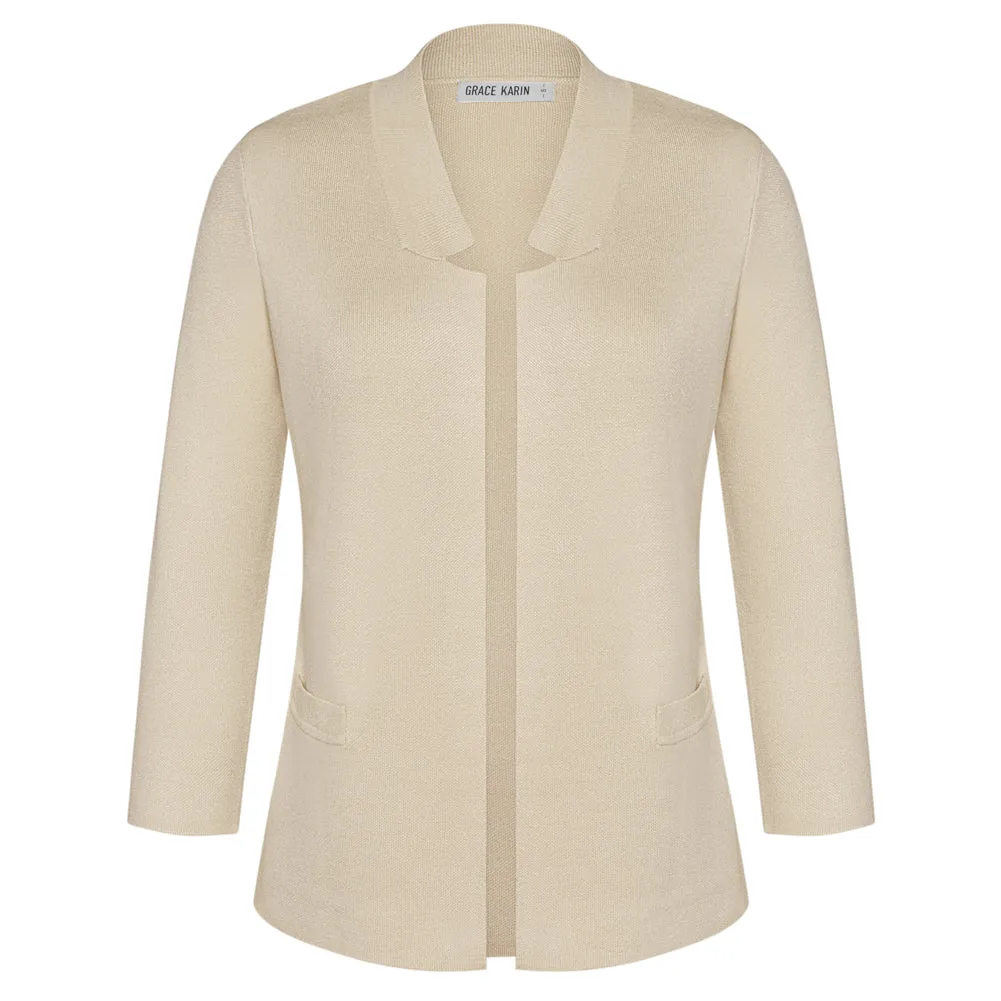 GK Women Stand Collar Cardigan 3/4 Sleeve Open Front Sweater Knitwear sold by Grace Karin