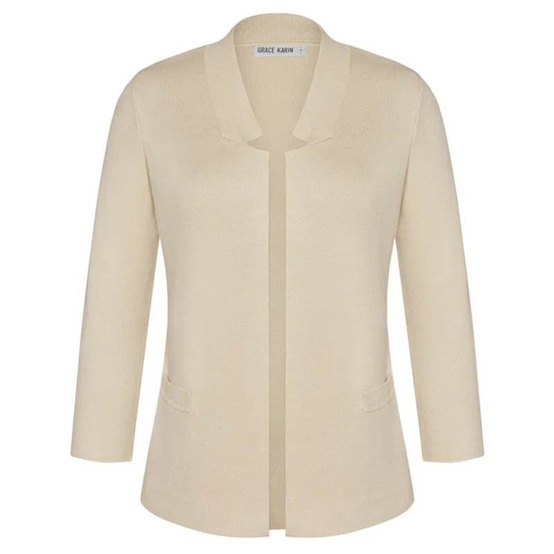 GK Women Stand Collar Cardigan 3/4 Sleeve Open Front Sweater Knitwear sold by Grace Karin