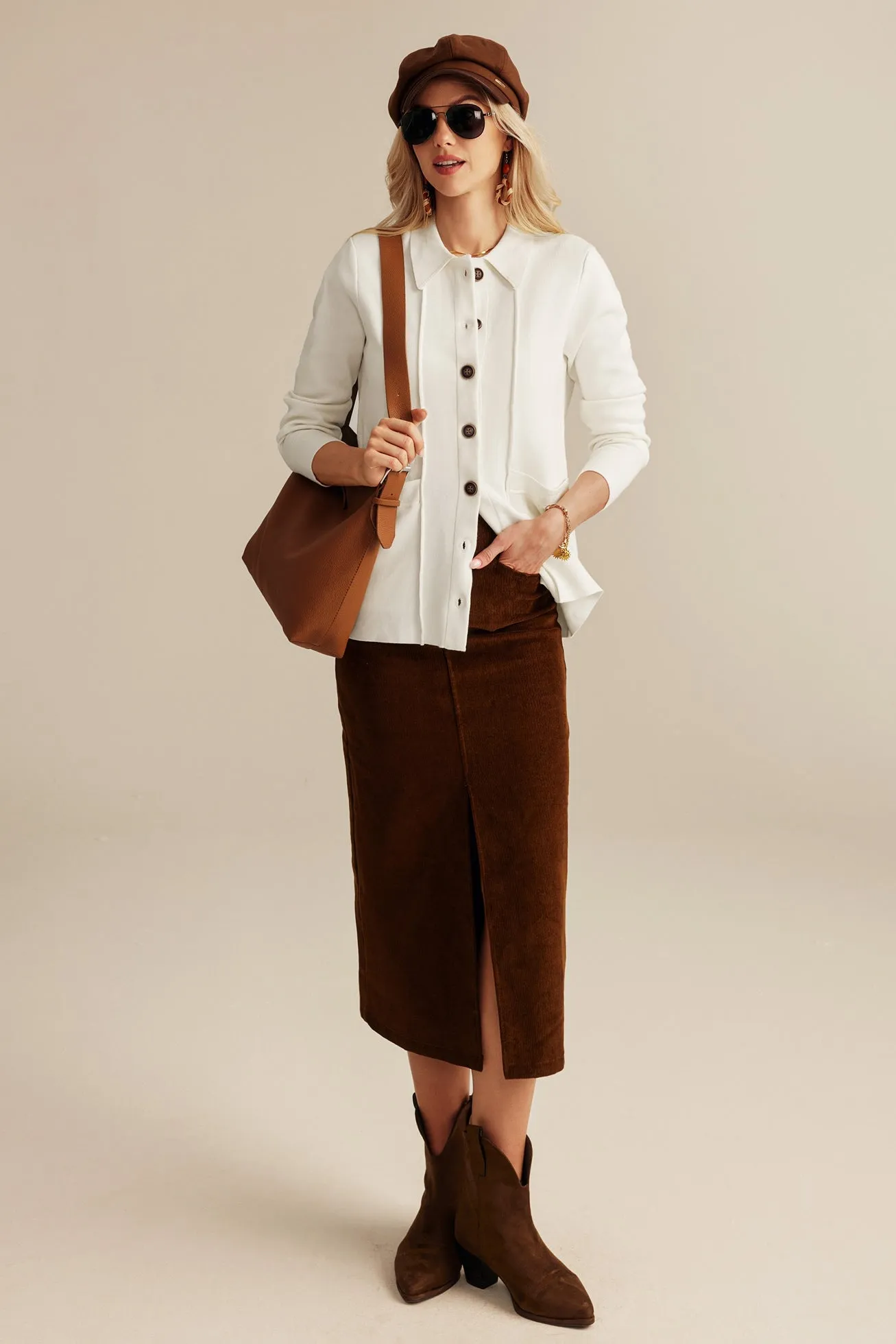 Casual Knit Button Down Long Sleeve Cardigan sold by Grace Karin product image thumbnail 4
