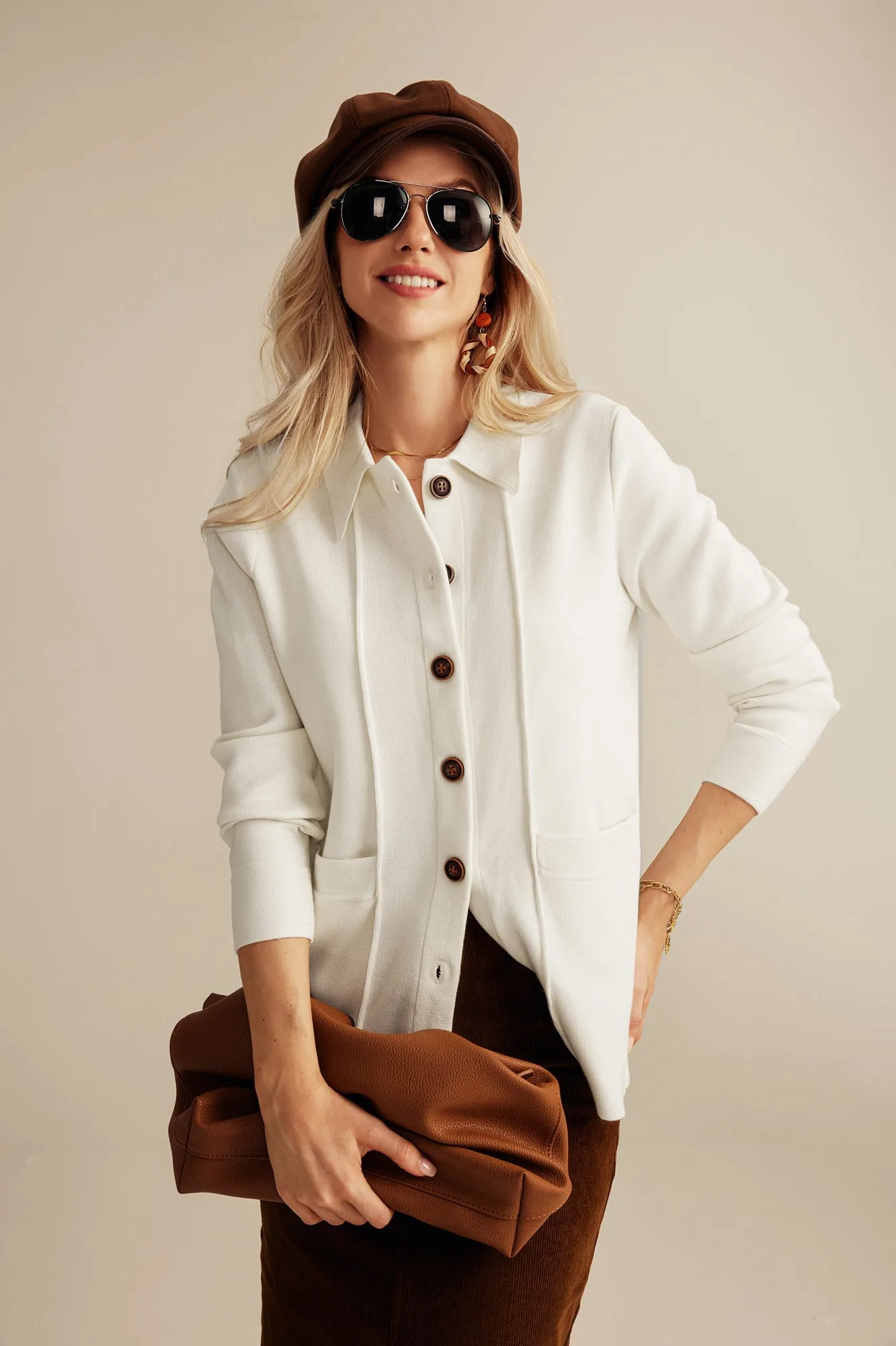 Casual Knit Button Down Long Sleeve Cardigan sold by Grace Karin product image thumbnail 3