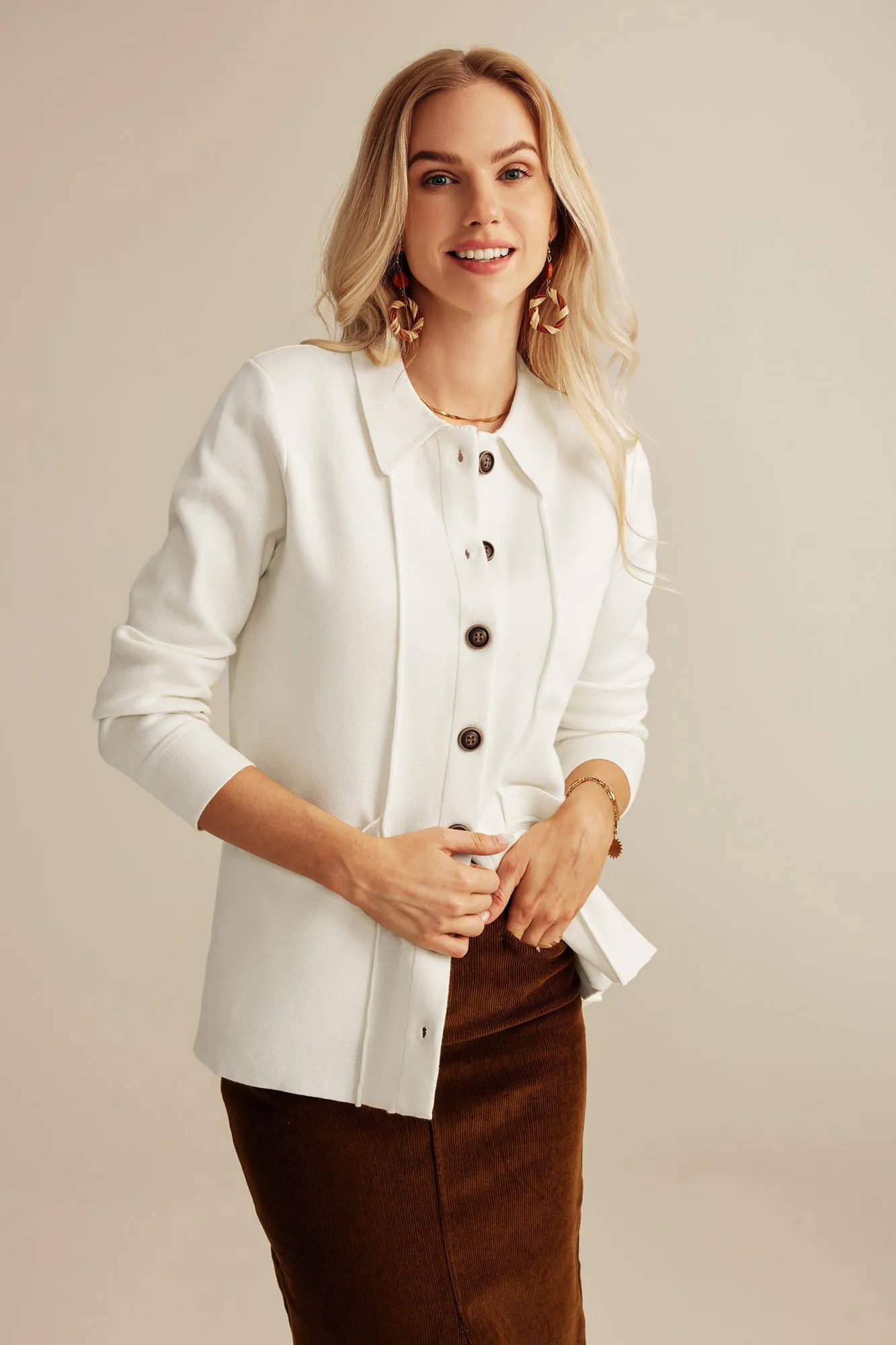 Casual Knit Button Down Long Sleeve Cardigan sold by Grace Karin product image thumbnail 2