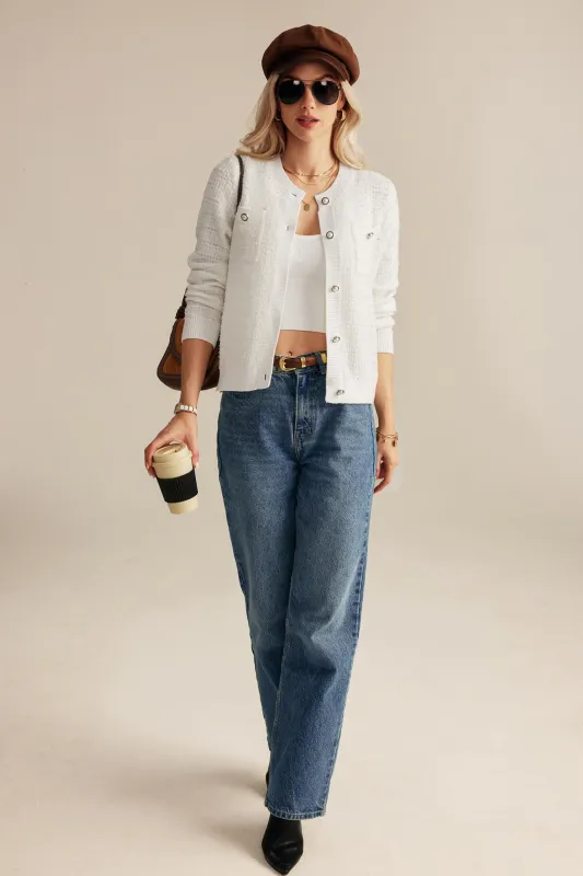 GK Open Front Button Down Long Sleeve Texture Knit Sweater Cardigan sold by Grace Karin