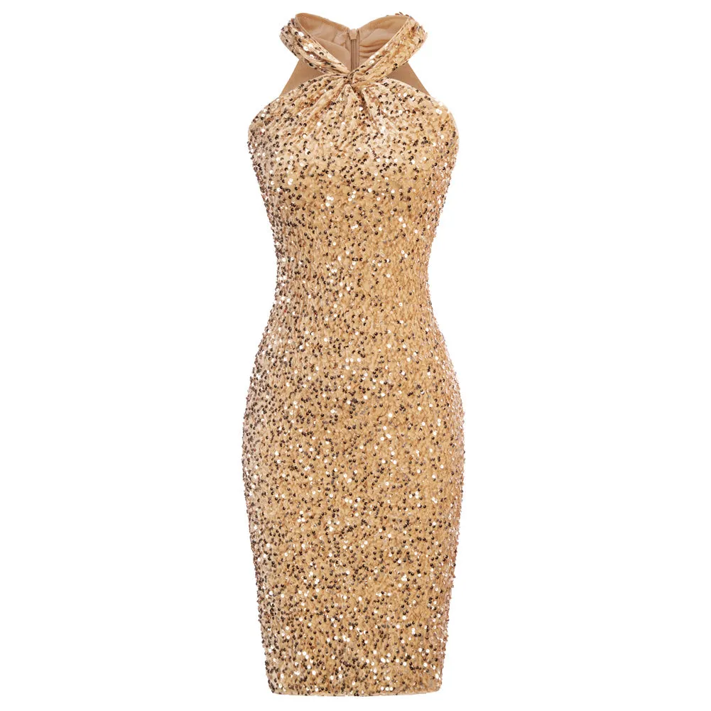 GRACE KARIN Sequined Halterneck Bodycon Party Dress sold by Grace Karin product image thumbnail 3