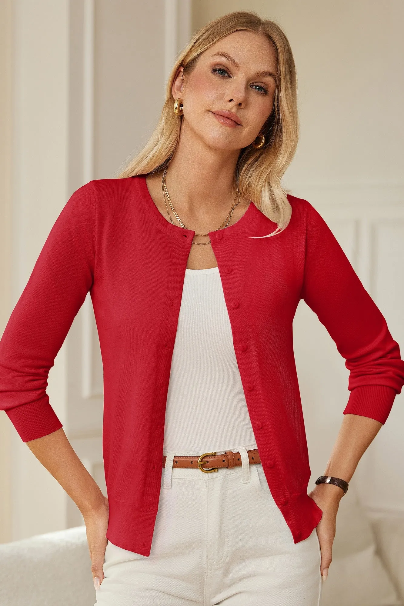 GK Women's Hot Long Sleeve Crew Neck Button Placket Knitwear Knitting Coat Tops sold by Grace Karin product image thumbnail 4