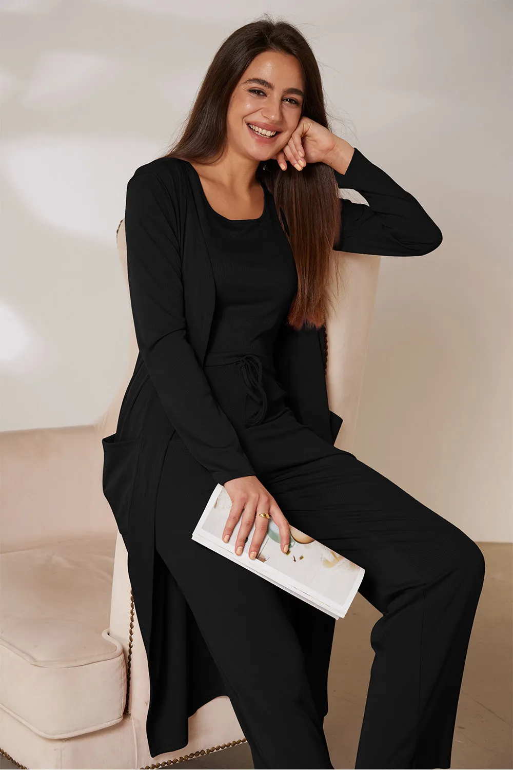 Grace Karin Women 3pcs Set Casual Outfits Mid-Calf Length Cover-up+Tank Top+Pants sold by Grace Karin product image thumbnail 2