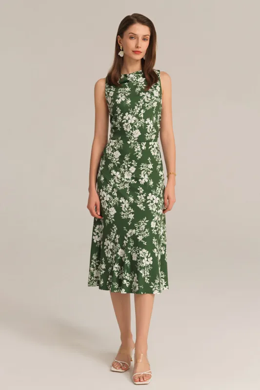 Sleeveless Cowl Neck Hollowed-out Back Dress - Green sold by Grace Karin