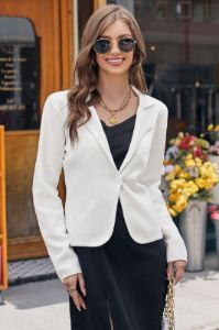 GK Women Notch Lapel Cardigan Long Sleeve V-Neck One-Button Sweater sold by Grace Karin