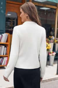 GK Women Notch Lapel Cardigan Long Sleeve V-Neck One-Button Sweater sold by Grace Karin
