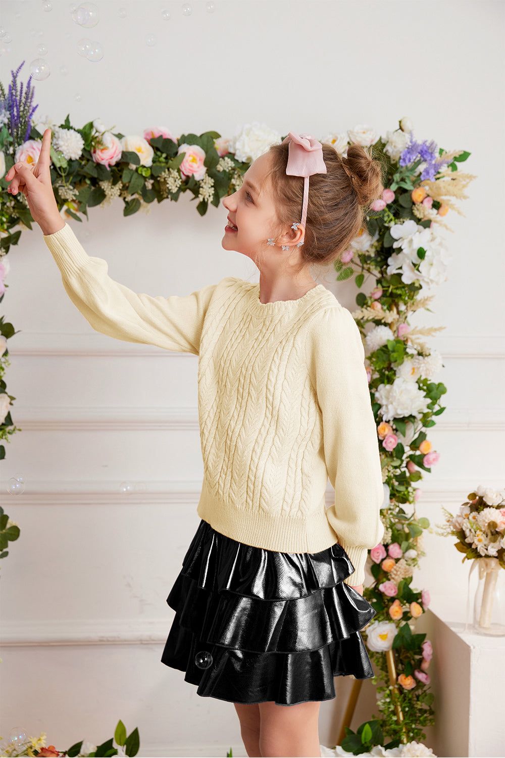 GRACE KARIN Kids Cable Knitted Sweater Little Girls Long Sleeve Knitwear sold by Grace Karin product image thumbnail 2