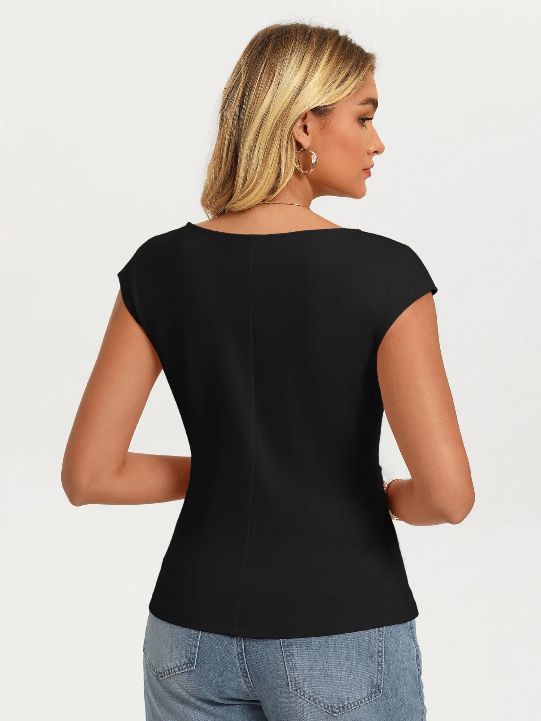 GK Women Ruched Tops OL Cap Sleeve Scoop Neck Pullover Tops sold by Grace Karin product image thumbnail 3