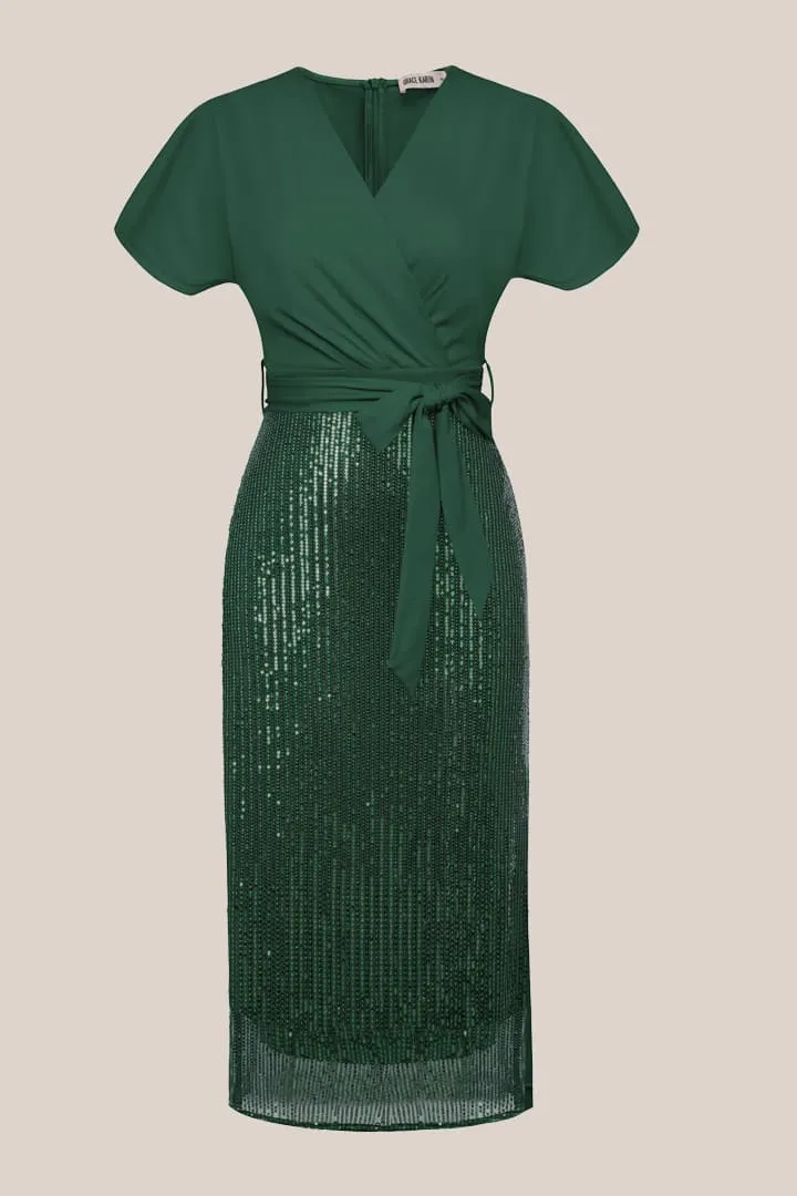 Sequined V Neck Party Long Dress - Green sold by Grace Karin product image thumbnail 5