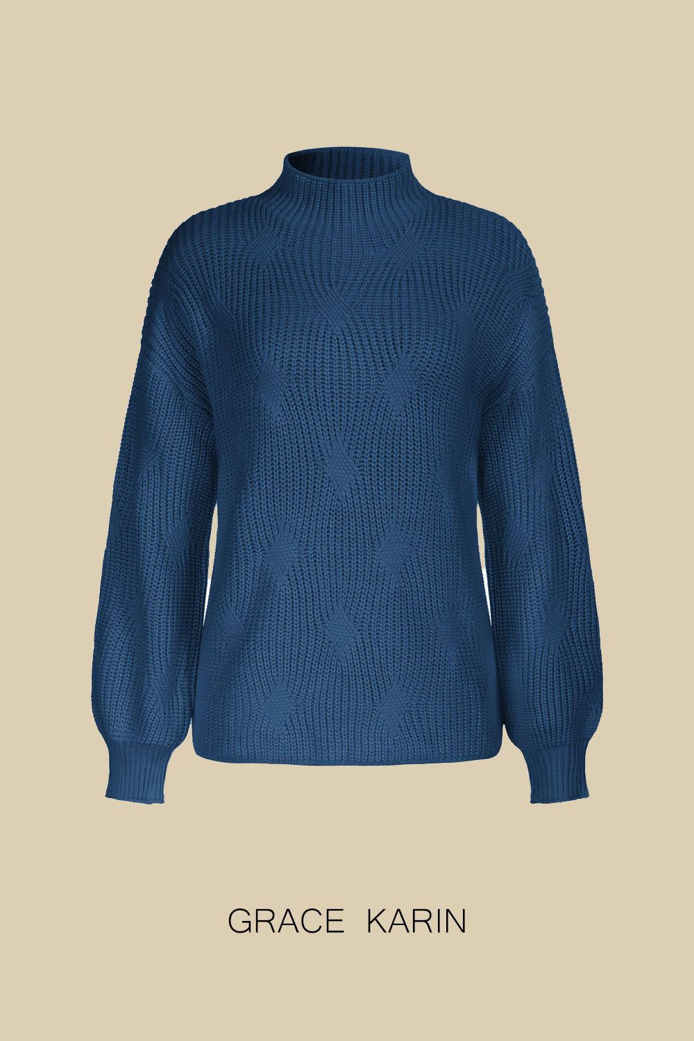 GK Women High Neck Sweater Long Sleeve Dropped Shoulder Pullover Jumper sold by Grace Karin product image thumbnail 10