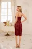 Casual Lace Spaghetti Straps Back Slit Bodycon Midi Dress - Red sold by Grace Karin